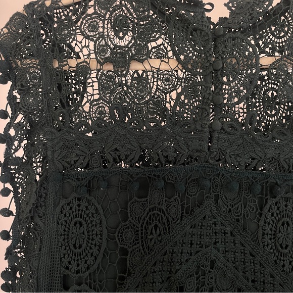 TULAROSA X Revolve Clayton Crochet Lace Dress Hunter Green size Small - Picture 6 of 7